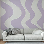 Wall murals Purple and white wavy lines
