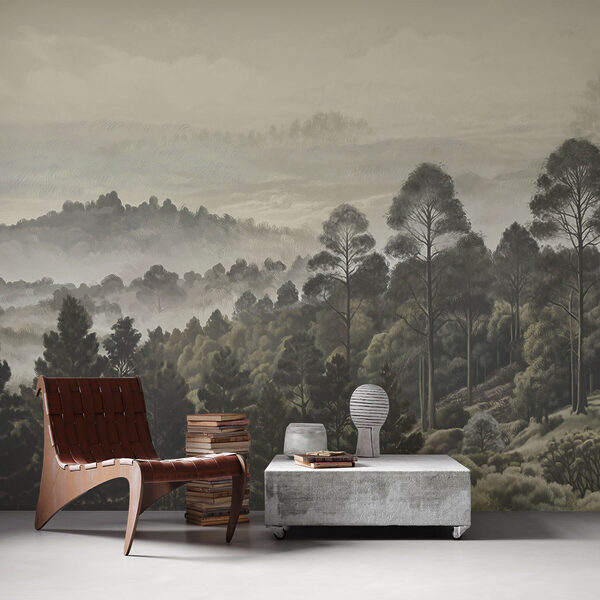 Landscape of trees and fog Wall mural Landscape of trees and fog