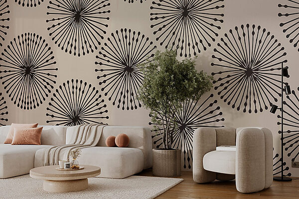 Pattern of black and white circles Wall murals Pattern of black and white circles