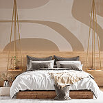 Wall murals Brown and white abstract art