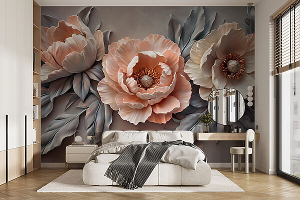 Group of flowers with leaves Wall murals Group of flowers with leaves