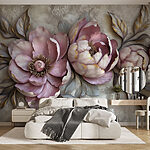 Wall murals Group of flowers with leaves