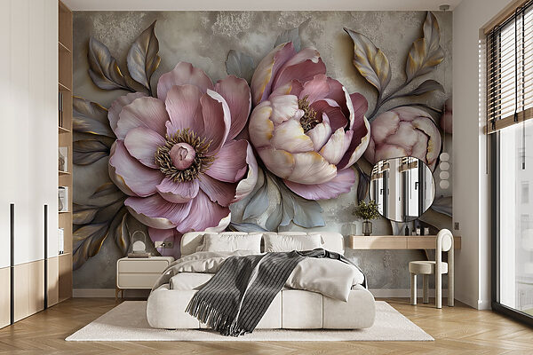 Group of flowers with leaves Wall murals Group of flowers with leaves