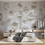 Wall murals White paper flowers on a white surface