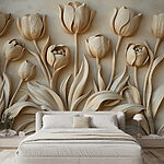 Wall murals Elegant Beige Tulip Sculptures Bloom