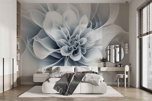 Elegant monochrome floral design swirls Wall murals Elegant monochrome floral design swirls