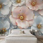 Wall murals Group of white and pink flowers