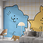 Wall murals Blue and yellow cat