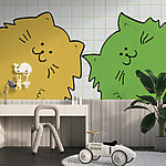 Wall murals Yellow and green cat
