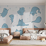 Wall murals Group of ghosts with different shapes