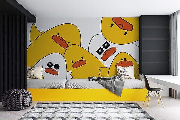Group of yellow ducks Wall murals Group of yellow ducks