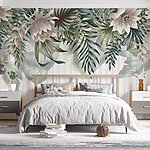 Wall murals Tropical Foliage on Striped Background