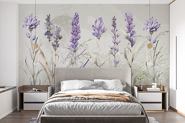 Elegant botanical watercolor flora Wall murals Elegant botanical watercolor flora