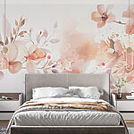Wall murals Painting of flowers and leaves