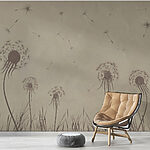 Wall murals Dandelion seeds flying in the sky