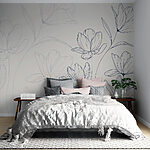 Wall murals Drawing of flowers on a white background