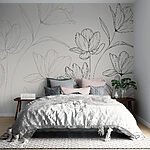 Wall murals Drawing of flowers on a white background