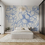Wall murals Drawing of flowers and leaves