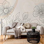 Wall murals Drawing of flowers and leaves