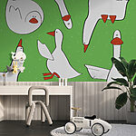 Wall murals Group of white geese