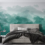 Wall murals Foggy green and white sky