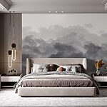 Wall murals Black and white image of clouds