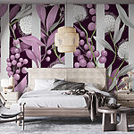 Wall murals Purple and white floral pattern