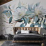 Wall murals White flowers and leaves