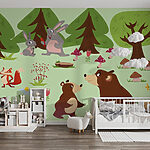 Wall murals Group of animals in the woods