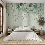 Wall murals Ethereal leaves in pastel hues