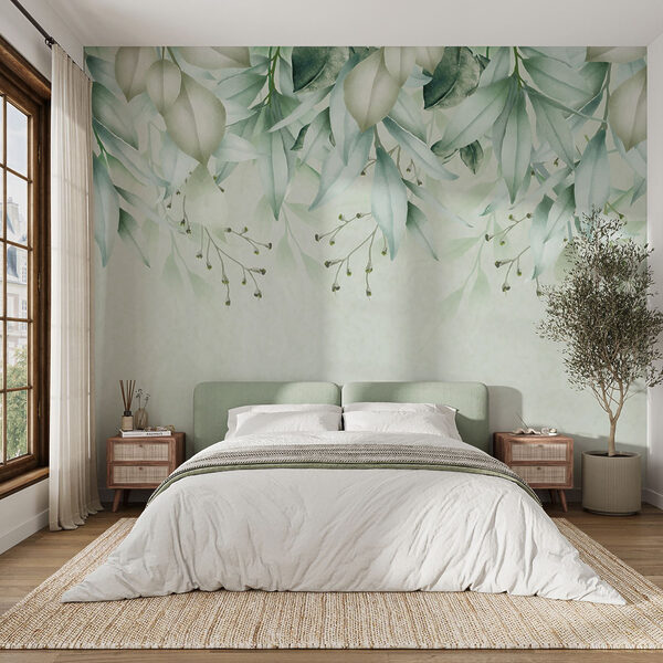 Ethereal leaves in pastel hues Wall murals Ethereal leaves in pastel hues