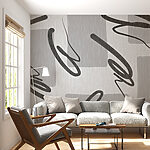 Wall murals Monochrome swirls on textured silence