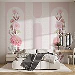 Wall murals Pink flowers and leaves on a white background
