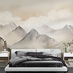 Wall murals Painting of mountains and clouds