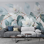 Wall murals White flowers and leaves on a branch