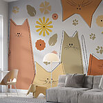 Wall murals Group of cats and flowers