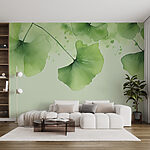 Wall murals Gentle leaves in soft greens