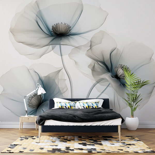 Group of flowers with light blue petals Wall murals Group of flowers with light blue petals