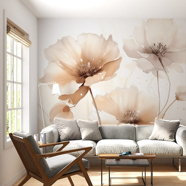 Delicate blooms in soft tones Wall murals Delicate blooms in soft tones