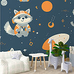 Wall murals Pattern of raccoons and planets