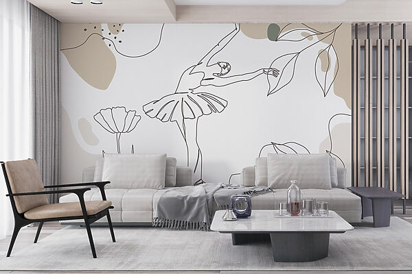 Drawing of a ballerina Wall murals Drawing of a ballerina