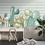 Wall murals Group of cactuses with flowers