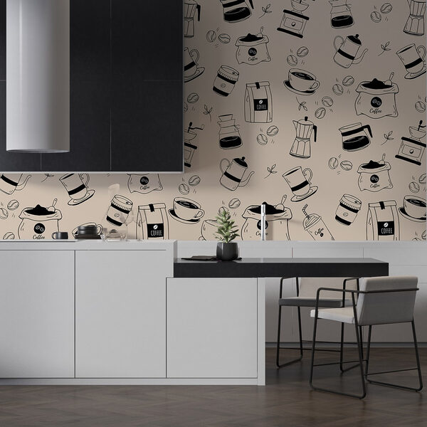 Pattern of coffee objects Wall murals Pattern of coffee objects