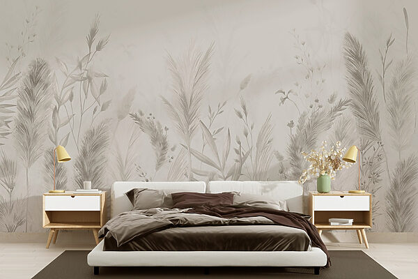 Wall mural Soft botanical textures in muted tones