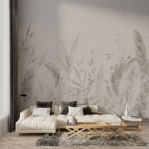Soft botanical textures in muted tones Wall mural Soft botanical textures in muted tones