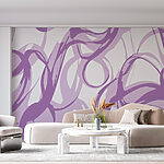 Wall murals Purple swirls on a white background