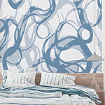 Wall murals Blue and white swirls