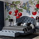 Wall murals Cherry and blueberry on a branch