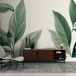 Wall murals Lush leaves against a light backdrop