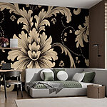 Wall murals Elegant floral design on black background